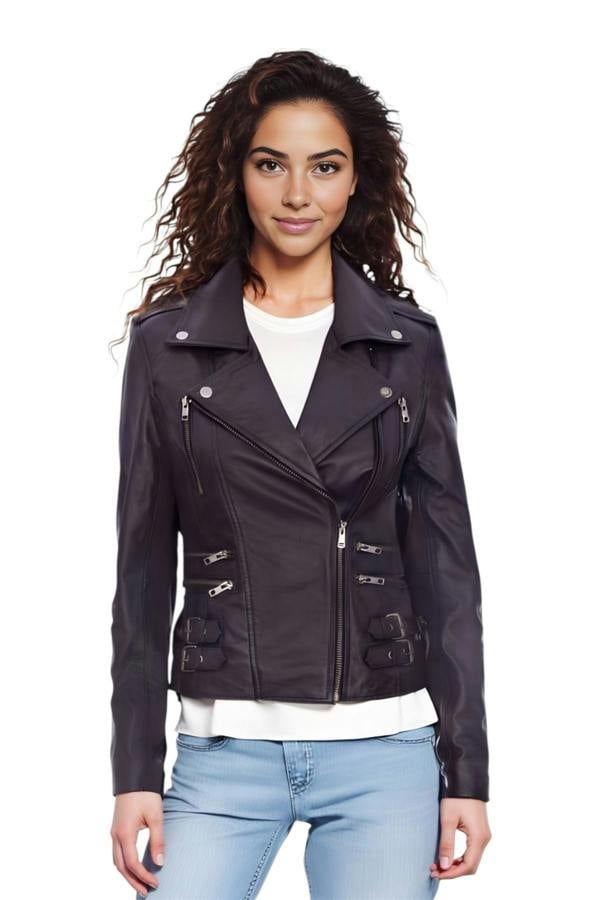 Infinity Leather Womens Leather Brando Biker Jacket - Orlando