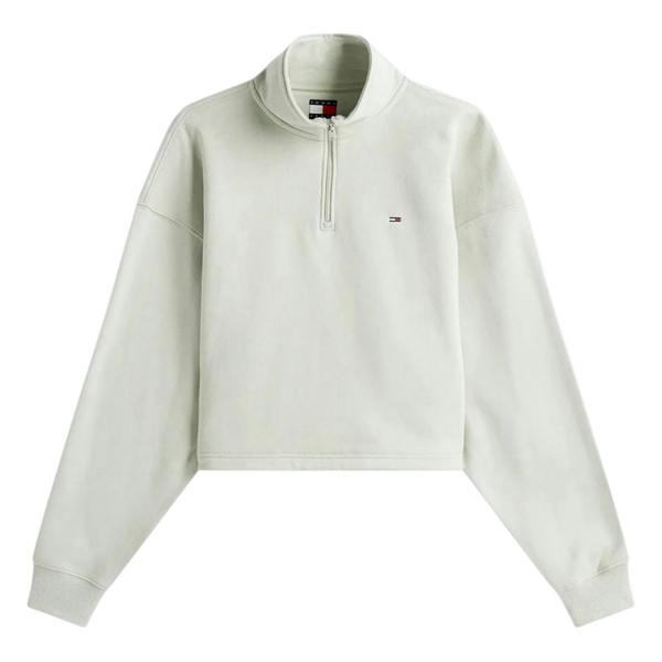 Tommy Jeans Womens/Ladies Fleece Quarter Zip Boxy Crop Sweatshirt - Misty - 
