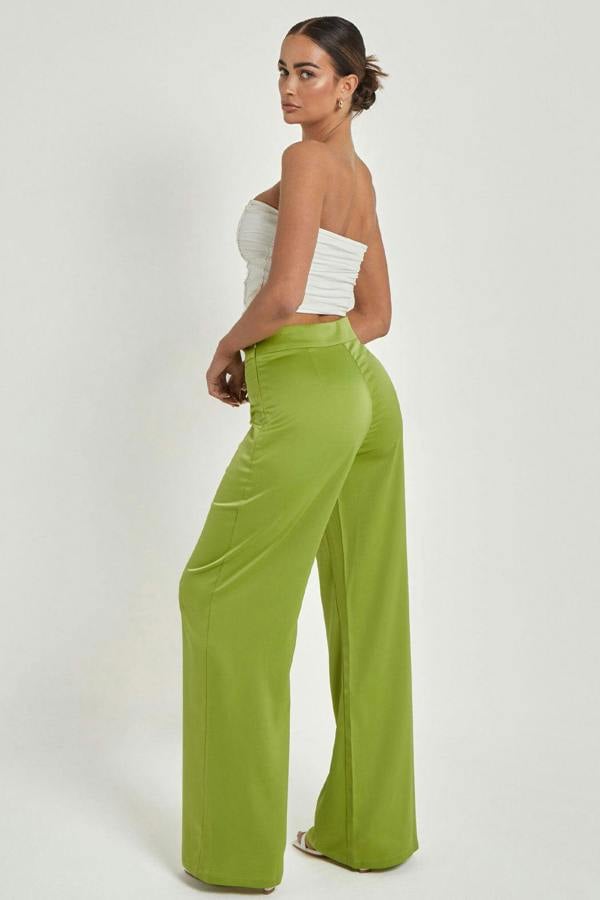 Urban Bliss Green Satin Wide Leg Trouser