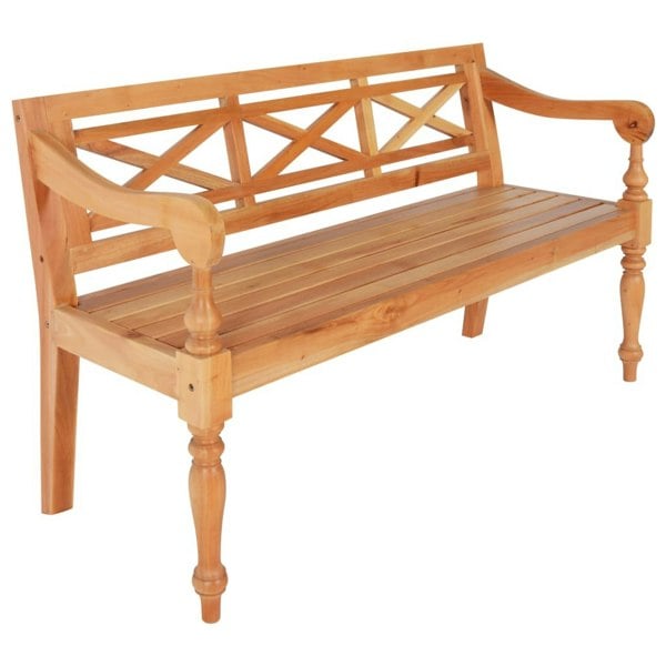Berkfield Batavia Bench 123 cm Solid Mahogany Wood Light Brown