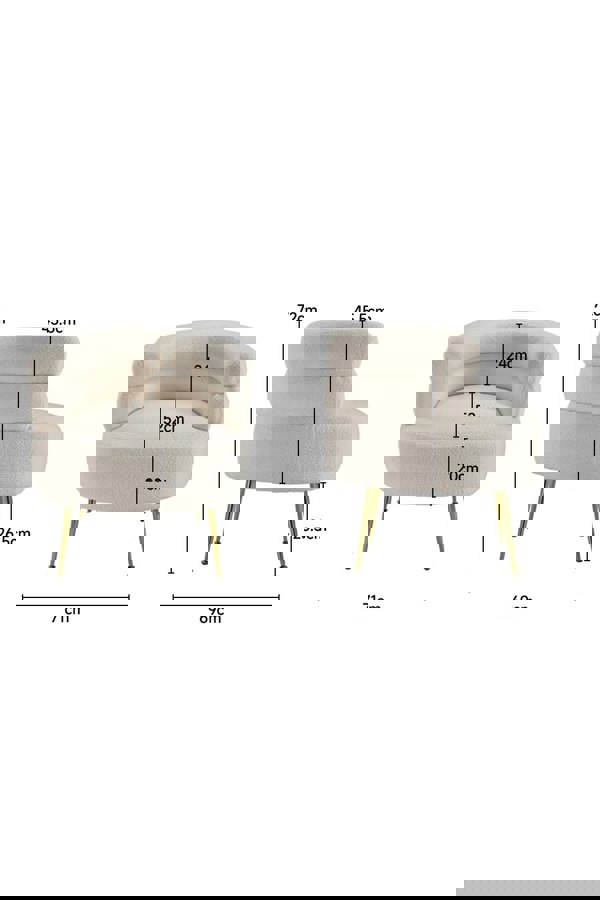 Living and Home Beige Curved Upholstered Single Sofa Accent Chair