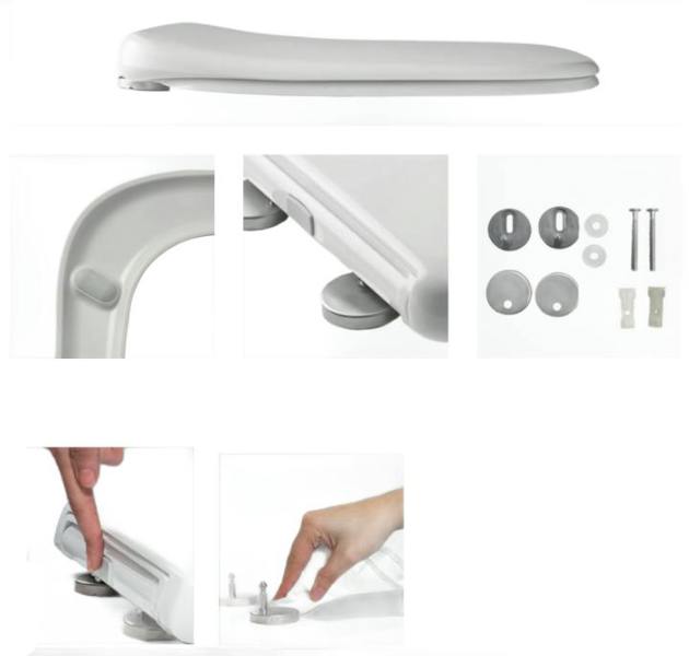 Bemis Teramo Square Slow Close Top Fix Quick Release Toilet Seat 350mm width - 2400CL000