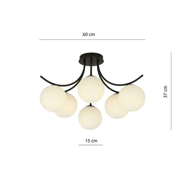 Emibig BOSTON Ceiling lamp  6 x E14 Black with White Shade