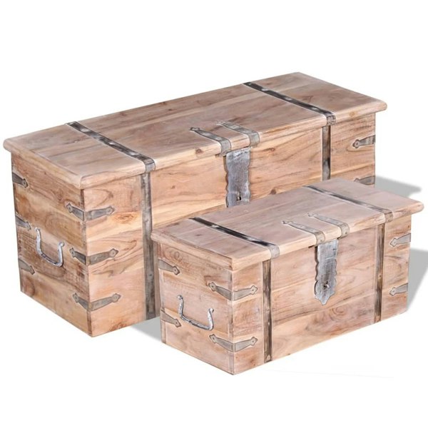 Berkfield Two Piece Storage Chest Set Acacia Wood