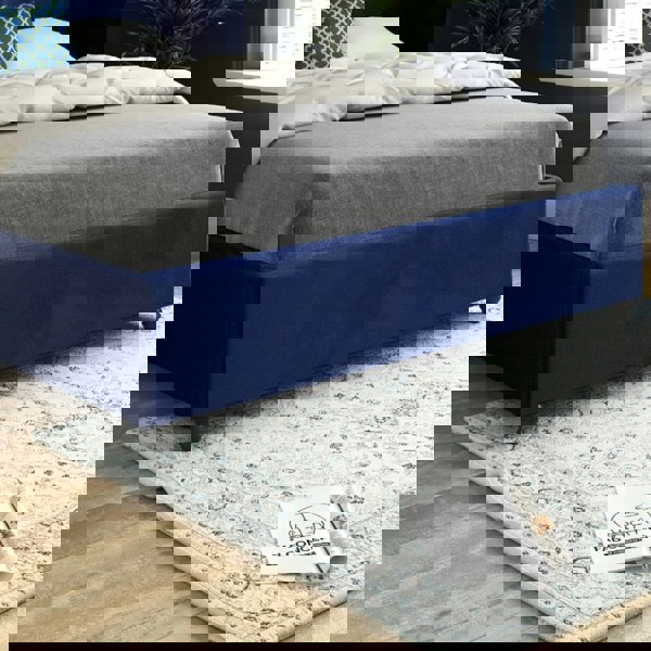 Casa Magna Zampa Curved Top Curved Winged Upholstered Soft Velvet Bed Frame - Blue