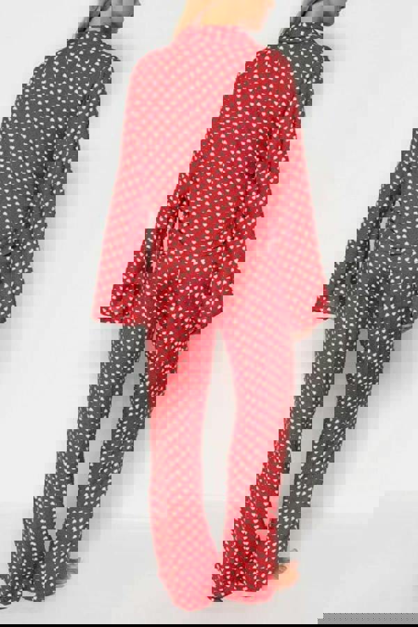 WOVCOR 2-Piece Heart Print Viscose Woven Pajama Set with Tie Detail