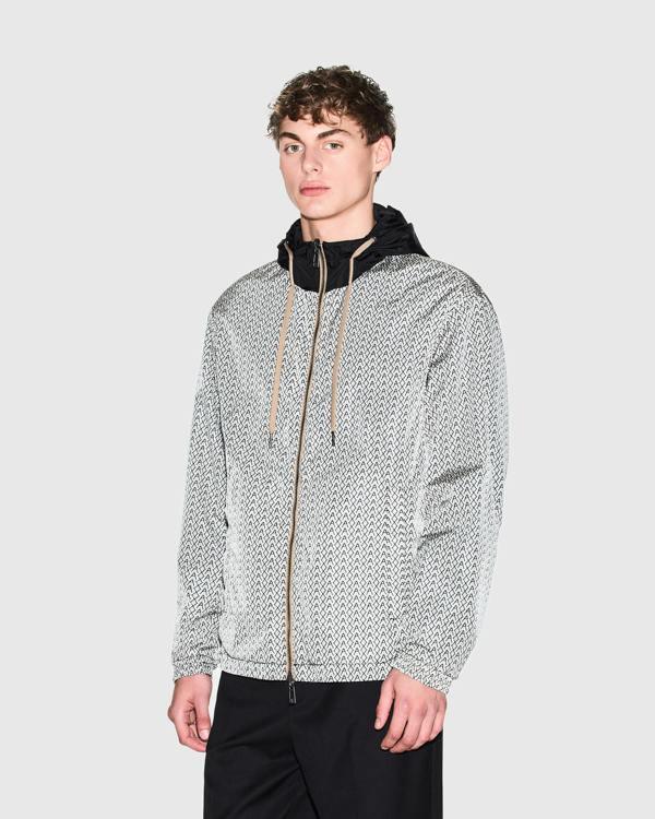 Armani Exchange Mens AX Pattern Reversible Jacket - Cream/Black M0245 - CHO - Designer Mens Light Jackets