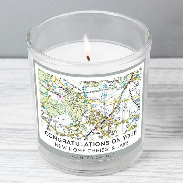 Personalised New Home Map Candle - alternative angle