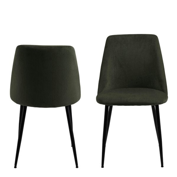 Wyld Haus Set of 4 Svendborg Olive Green Upholstered Dining Chair Black Metal Legs