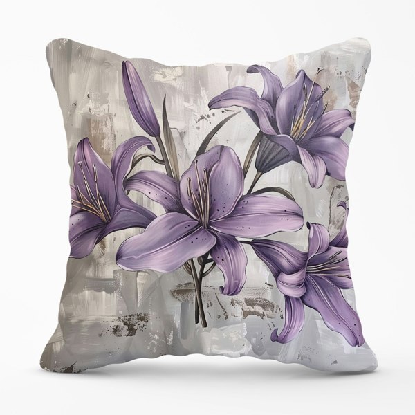 Warren Reed Purple Lilies In Bloom Cushions