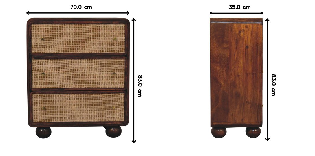 Artisan Furniture Solid Wood Chestnut Woven Chest, 3 Drawers, Brown