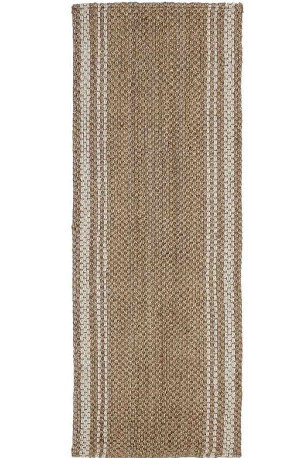 Jute Check Natural Rug Striped & Geometric Handwoven