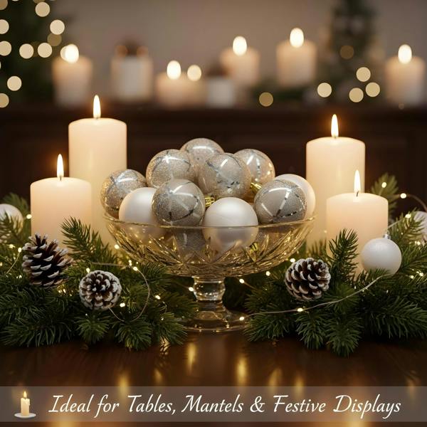 4cm Glittered Soft Foam Silver Christmas Baubles, 12 Pack Hanging Decorations image 9