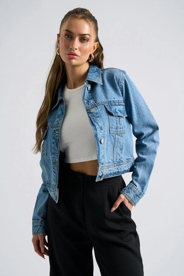 Urban Bliss Mid Wash Maya Cargo Jacket