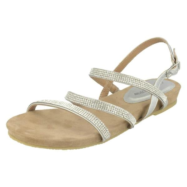 Leather Collection Ladies Leather Collection Diamante Slingback Sandals