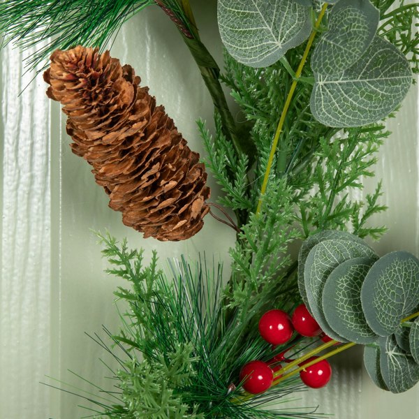 Samuel Alexander 50cm Hanging Christmas Eucalyptus Wreath with Red Berries and Pinecones