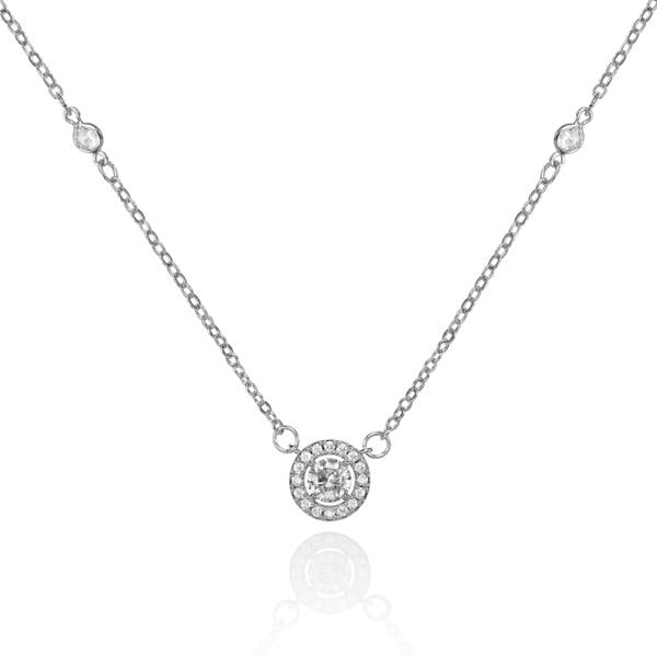 Halo Pendant Necklace with Cubic Zirconia - namana.london