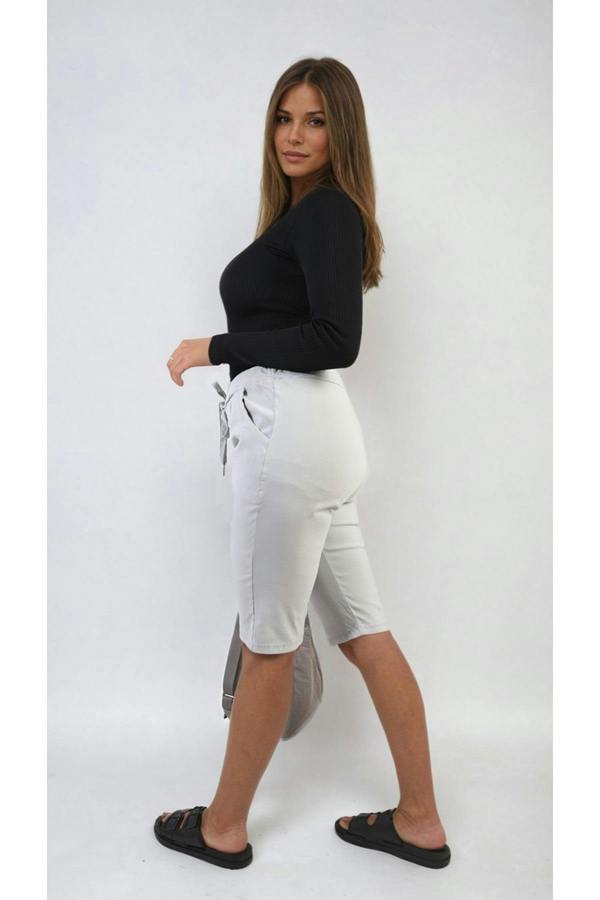 Clarissa Elasticated Waist Drawstring Shorts - Grey