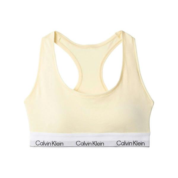 Calvin Klein Womens/Ladies Logo Cotton Blend Bralette - Yellow Pear - 