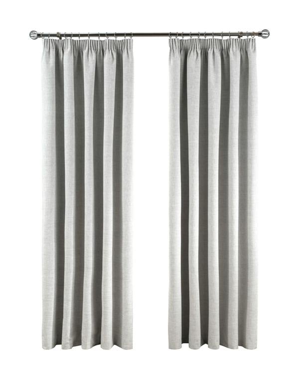 Smart Living Textured Rib Weave Boutique Pencil Pleat Curtain - Grey