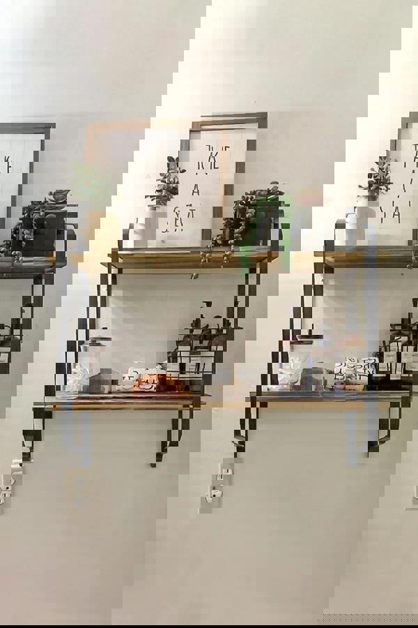 Living and Home 2 Tier Decor Floating Wall Shelf