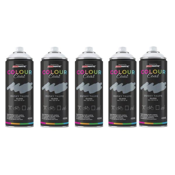 Colour Coat 5X Dusky Taupe RAL 220 50 05 Gloss Spray Paint 400ml