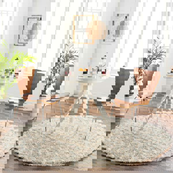 Livabliss Urban Shag-Geometric Cream Beige Soft Plush Pile Rug