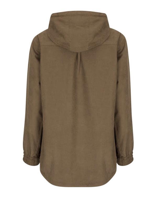 Back view of Hoggs of Fife Struther Ladies smock showing waterproof long-length design