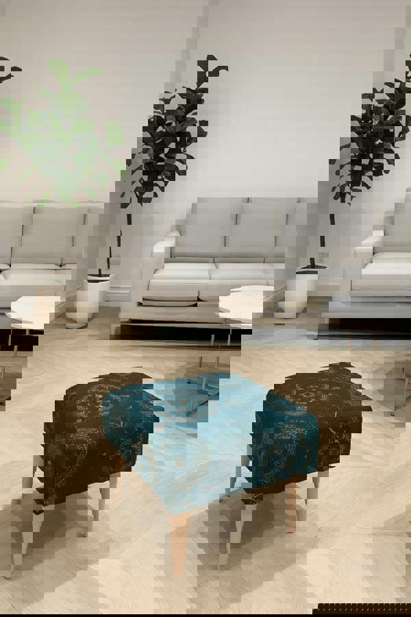 PREMIUM LOOP FLORAL GREEN PATTERN FOOTSTOOL CIRCLE BENCH COFFEE TABLE - ISTOOLS