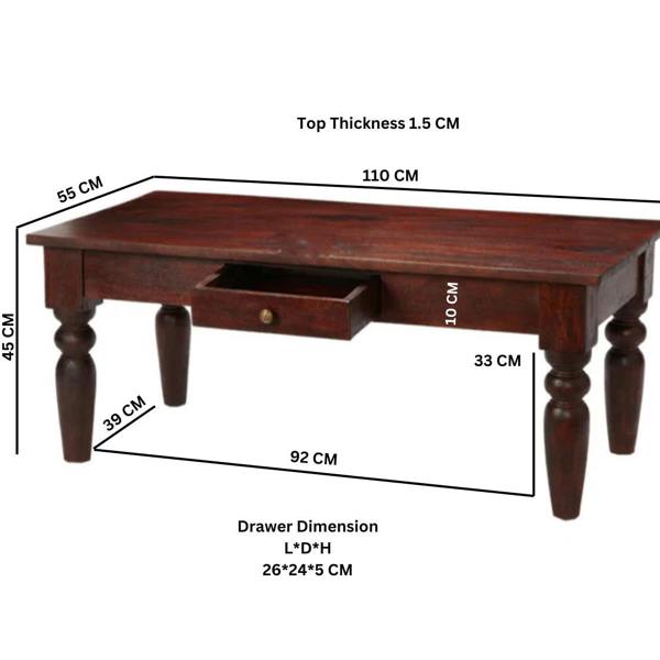 Wyld Haus Oxford Mahogany Mango Wood Coffee Table 1 Drawer