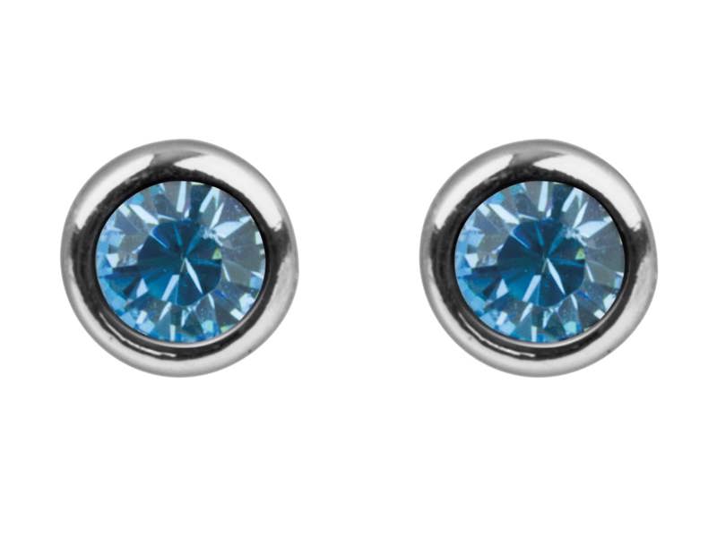 Cooksongold 925 Sterling Silver Crystal Birthstone Stud Earrings, 4mm Round