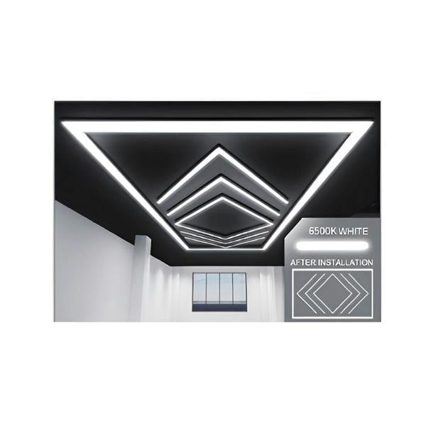 Ener-J 432W Designer LED Ceiling Light with Frame, 4 Arrow Grid with Border, Commercial Interior Lighting
