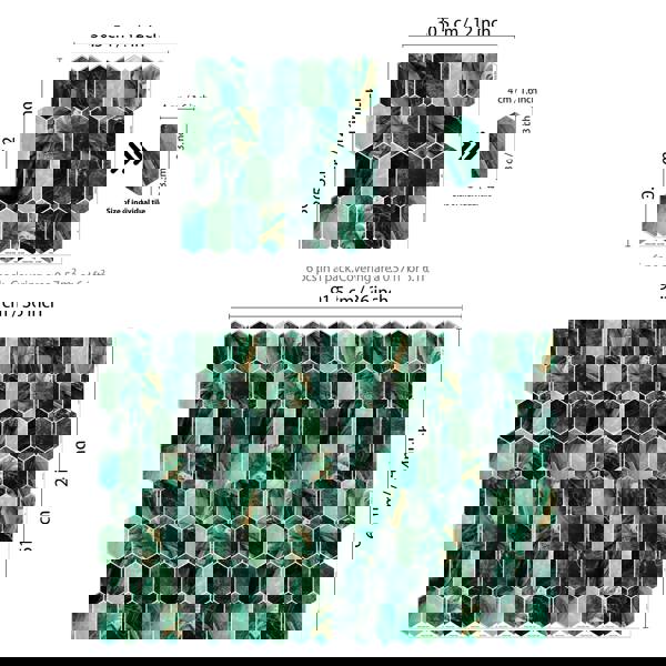 Green Hexagon Honeycomb 3D Sticker Tile 12 x 12 inches / 30.5 x 30.5 cm - 6pcs in a pack