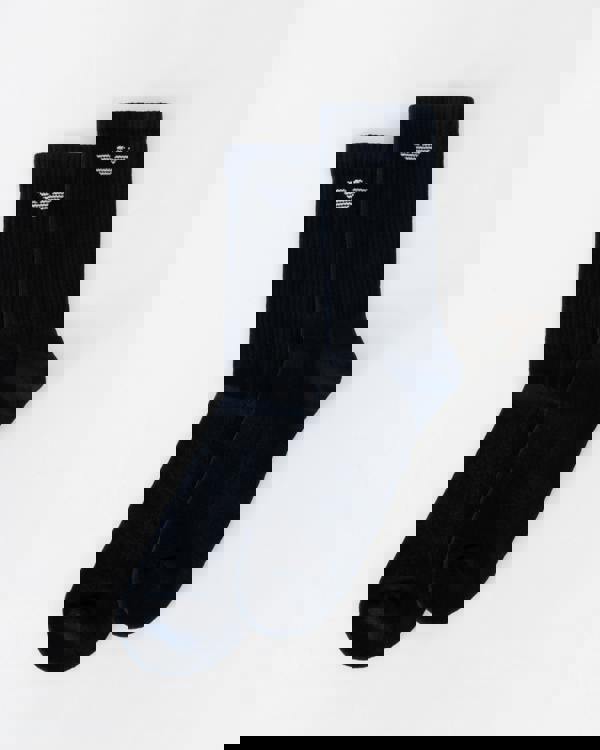 Emporio Armani 3-Pack Mens Eagle Logo Socks - Blue/Blue/Blue