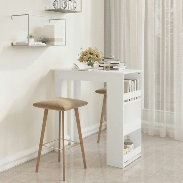 Berkfield Bar Table with Storage Rack White 102x50x103.5 cm Engineered Wood