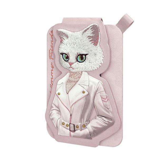 Nimmy Friends Nimmy Fashion & Cute White Cat Series Embroidery Magnetic Stand with MagSafe Pink - N-CXMC-ZJKT-04