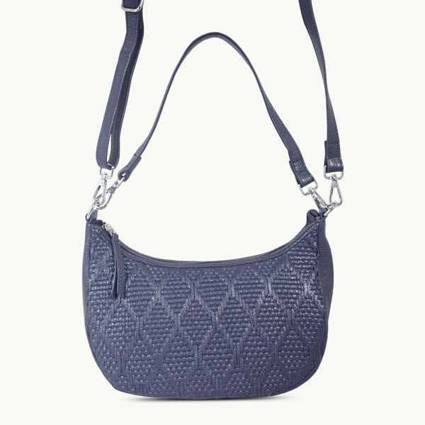 Real Hide Bags 'Wonder Weave' Navy Real Leather Woven Designer Shoulder Crossbody Bag