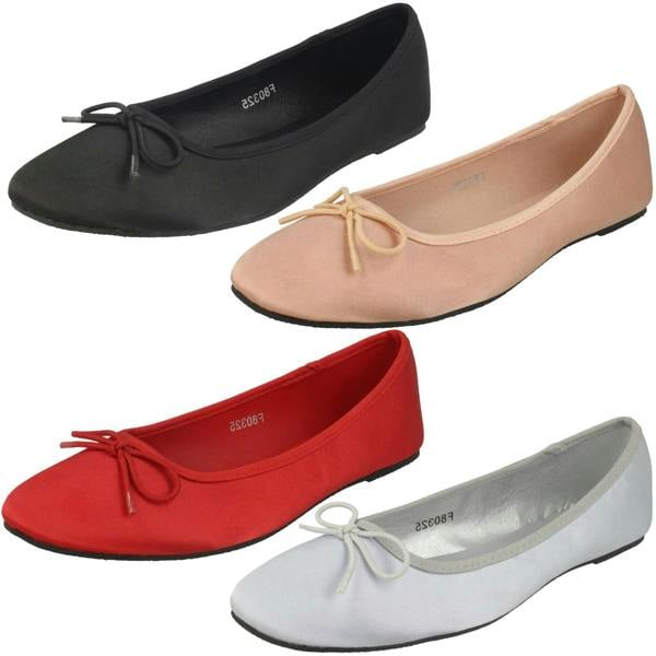 Spot On Ladies Spot On Satin Ballerinas