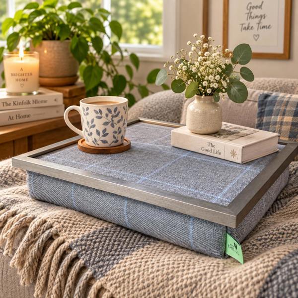 Made in the Mill Luxury Setter Grey Tweed Lap Tray with Bean Bag Base