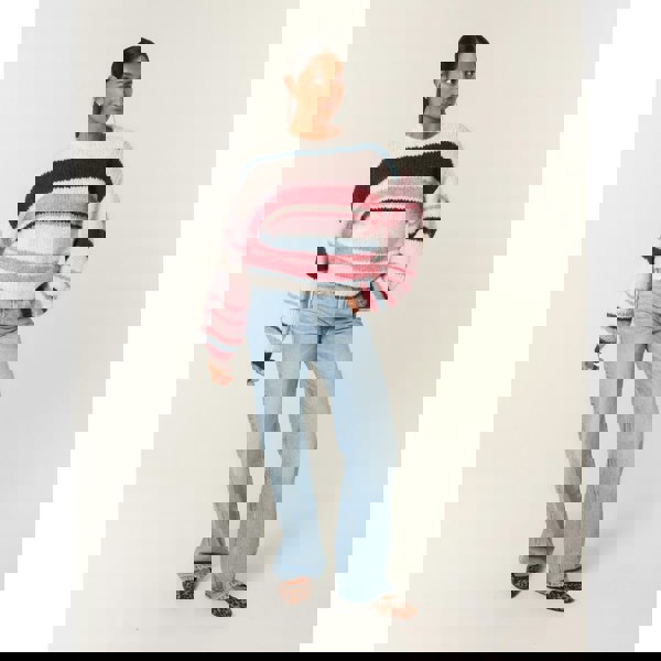 Blue Vanilla Colourful Block Horizontal Stripes Jumper