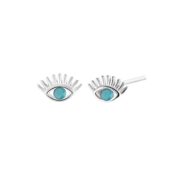 Spero London Turquoise Bleu Eye Stud Earrings Sterling Silver