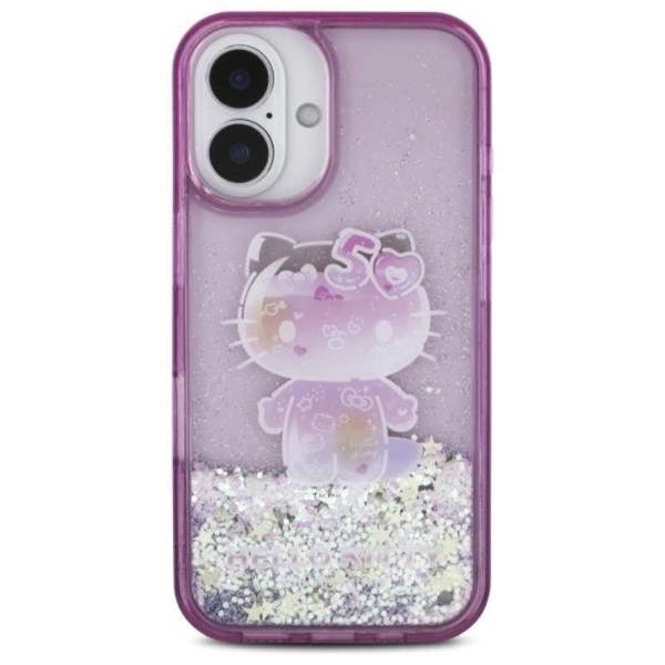 Hello Kitty Liquid Glitter 50th Anniversary Party Case for iPhone 16 6.1" Purple - HKHCP16SL50PPU