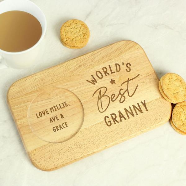 Abode Home & Gifts Personalised 'World's Best' Wooden Coaster Tray