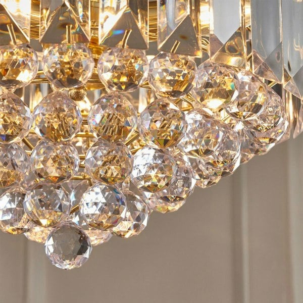 3 Light Chandelier Pendant BRASS & CLEAR Shade Hanging Ceiling Feature Lamp Bulb Loops