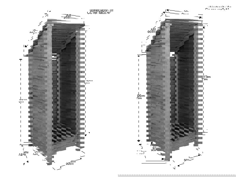 Arbor Garden Solutions Wooden Log Store (Roof Sloping Back) W-99cm, H-126cm Or 180cm, D-88cm - Brown Finish
