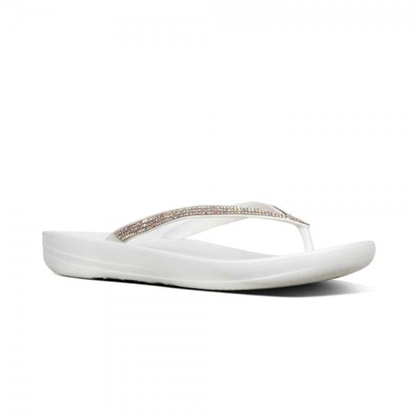 FitFlop FitFlop IQUSHION SPARKLE Womens Flip Flops Urban White