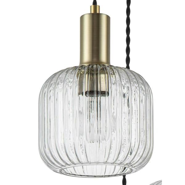 COSYLYTE Maple 3 Light Ribbed Glass Cluster Pendant Light