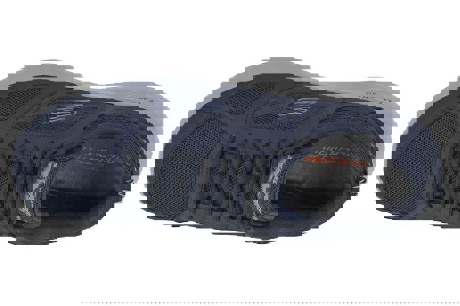 Skechers Dynamight 2.0 Fallford Mens Lace Up Memory Foam Casual Trainers, navy blue athletic shoes with mesh and synthetic upper, cushioned insole, and rubber outsole for comfort and durability.