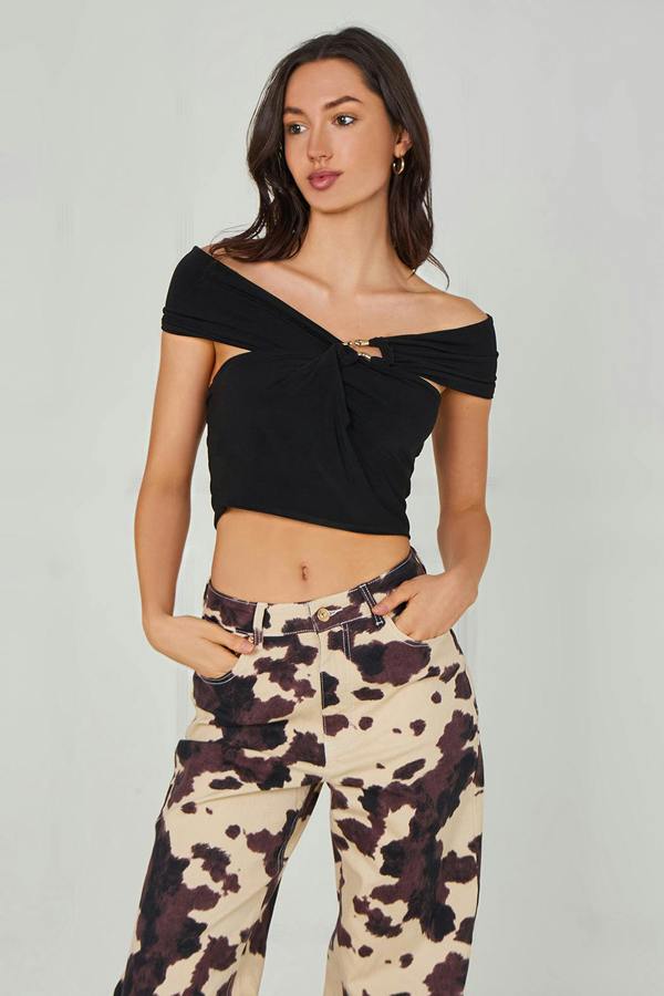 Urban Bliss Gold Trim Bandeau Cut Out Top