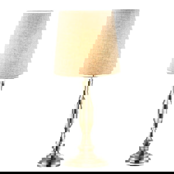 Classic Antique Brass Table Lamp Base with Curvy Metal Stem Design Image 3